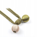 Upięcie Do Zasłon, Firan - Plecione Kule - Zielono-Beżowe - 2 szt.