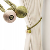 Upięcie Do Zasłon, Firan - Plecione Kule - Zielono-Beżowe - 2 szt.