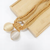 Upięcie Do Zasłon, Firan - Plecione Kule - Złoto-Beżowe - 2 szt.