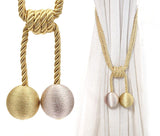 Upięcie Do Zasłon, Firan - Plecione Kule - Złoto-Beżowe - 2 szt.