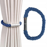 Upięcie Magnetyczne do Zasłon, Firan - Sznur Plecionka Boho (1szt.) - Niebieski