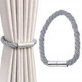 Upięcie Magnetyczne do Zasłon, Firan - Sznur Plecionka Boho (1szt.) - Szary