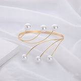 Upięcie do Zasłon, Firan - Złota Klamra z Perłami (1szt.)