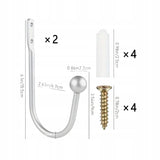 Upięcie do Zasłon i Firan - 2 szt. - Przykręcany Hak Srebrny v2