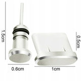 Zaślepki / Zatyczki Przeciw Kurzowi do Portu Ładowania USB-C + Jack - Srebrne