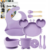 Zestaw Naczyń "Krab" dla Dzieci - Bezpieczny Silikon - Fioletowe