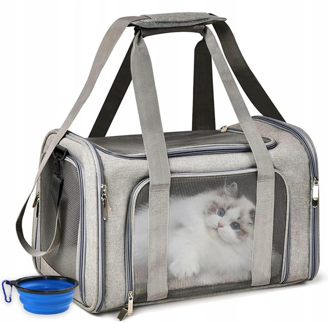 Transporter / Torba dla Psa / Kota do 9kg - Składany, Wentylowany - Szary