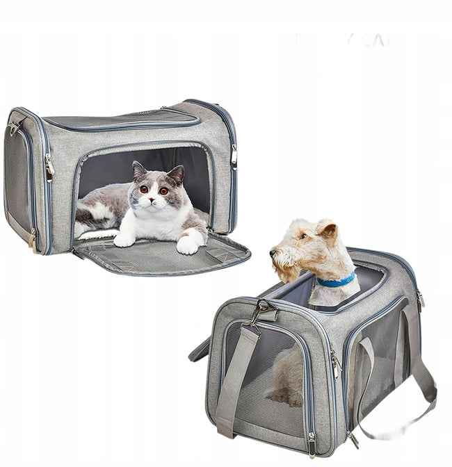 Transporter / Torba dla Psa / Kota do 9kg - Składany, Wentylowany - Szary