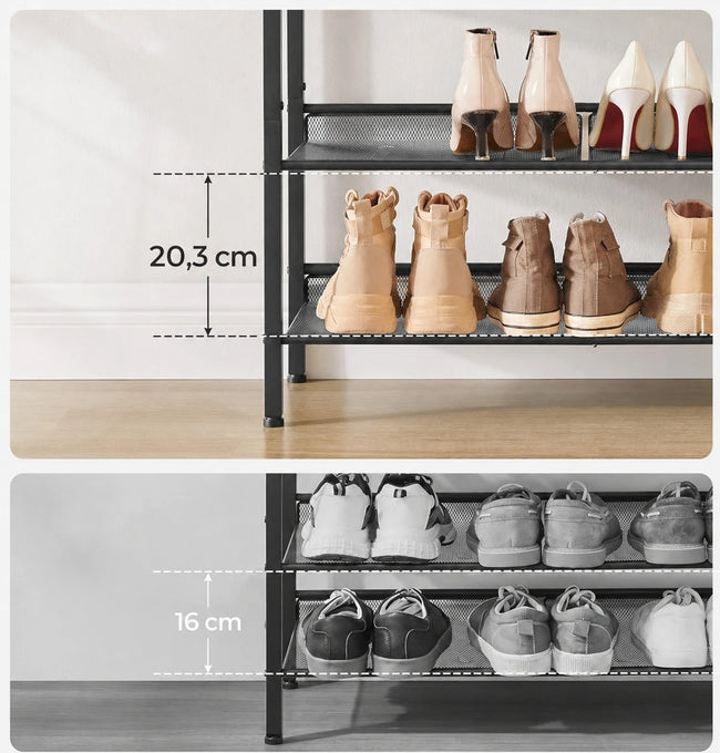 Rustykalna Szafka na Buty 5 Poziomów Brązowo Czarna 75 × 30 × 93 cm