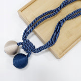 Upięcie Do Zasłon, Firan - Plecione Kule - Granatowo-Beżowe - 2 szt.