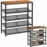 Rustykalna Szafka na Buty 5 Poziomów Brązowo Czarna 75 × 30 × 93 cm