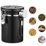 Stalowa Puszka Hermetyczna na Kawę i Żywność - 1.8L - Czarna