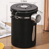 Stalowa Puszka Hermetyczna na Kawę i Żywność - 1.8L - Czarna