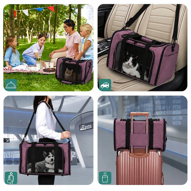 Transporter / Torba dla Psa / Kota do 9kg - Składany, Wentylowany - Różowy