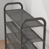 Metalowy Regał na Buty 4 Poziomy Czarny 63 × 63 × 25 cm