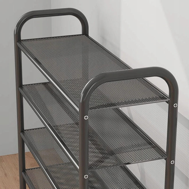 Metalowy Regał na Buty 4 Poziomy Czarny 63 × 63 × 25 cm