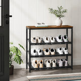 Rustykalna Szafka na Buty 5 Poziomów Brązowo Czarna 75 × 30 × 93 cm