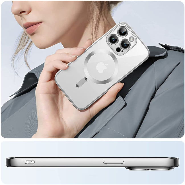 Etui Silikonowe Magsafe Camera Protect do Iphone - Srebrny
