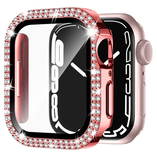 Etui z Diamencikami + Szkło do Apple Watch - 41 mm - Różowy