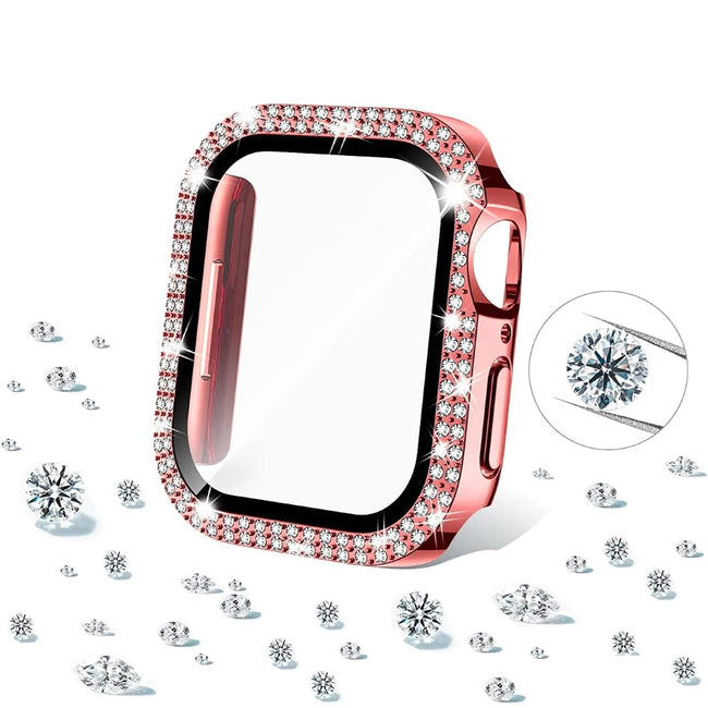 Etui z Diamencikami + Szkło do Apple Watch - 40 mm - Różowy