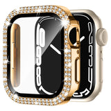 Etui z Diamencikami + Szkło do Apple Watch - 41 mm - Złoty