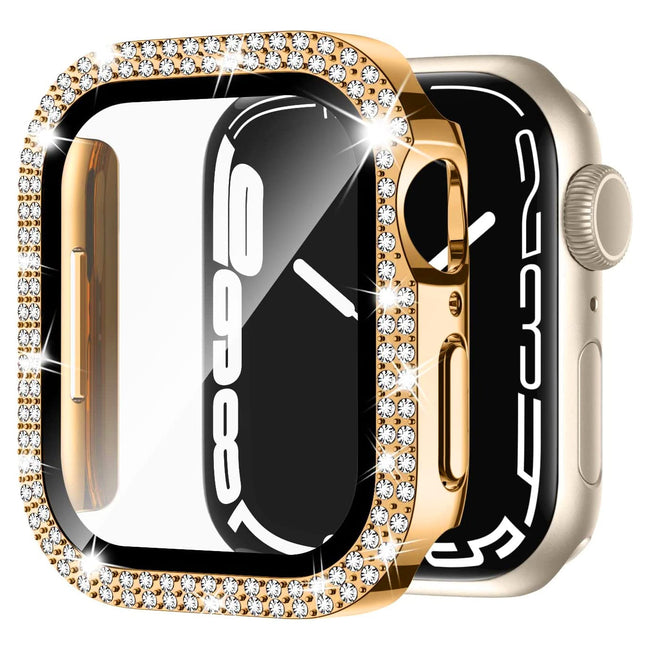 Etui z Diamencikami + Szkło do Apple Watch - 38 mm - Złoty