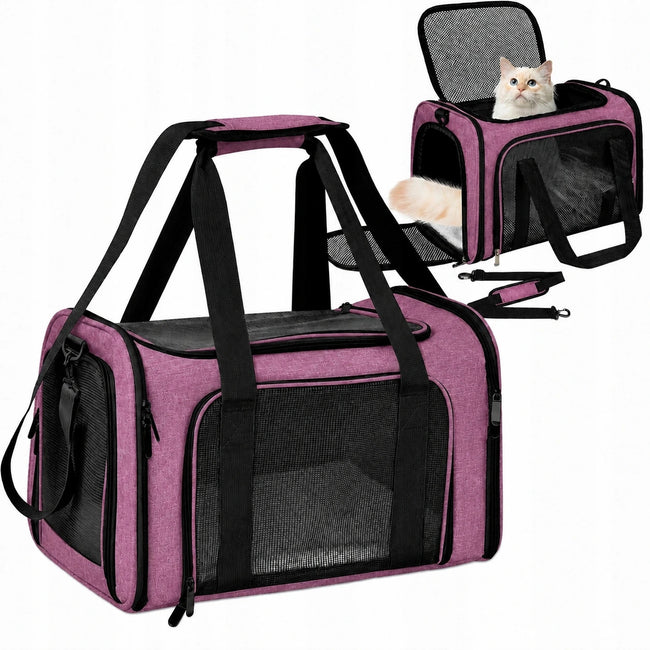 Transporter / Torba dla Psa / Kota do 9kg - Składany, Wentylowany - Różowy