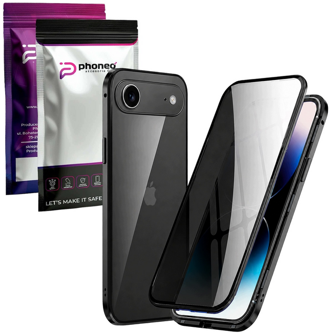 Etui Phoneo Dual Magneto 360° do iPhone Air ze szkłem Anti Spy