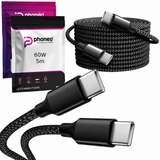 Kabel Phoneo USB-C do USB-C 5 m, PD 60 W, nylonowy oplot