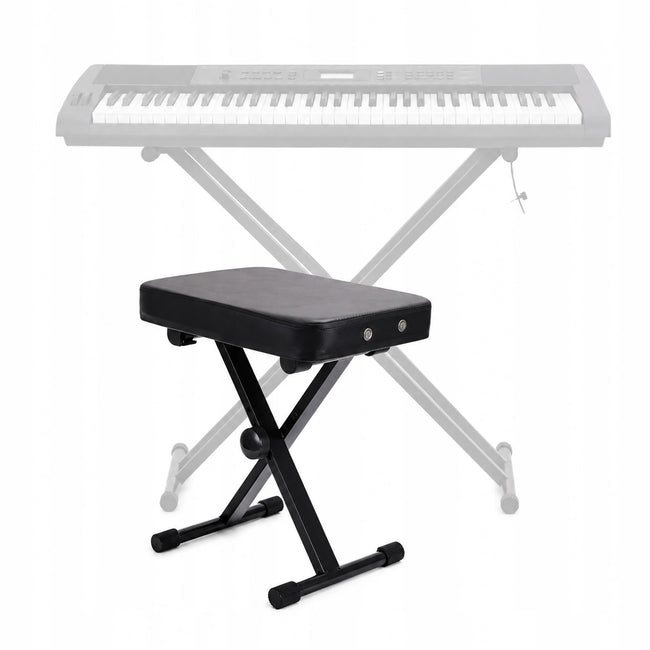 Regulowana Ława do Pianina i Keyboardu Czarna Składana - 4 stopnie