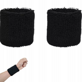 Opaska Sportowa na Nadgarstek, Frotka - 2szt. - Czarna