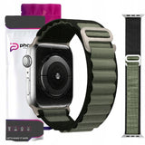 Pasek / Opaska Phoneo® z Metalową Zapinką do Apple Watch 42 / 44 / 45 / 49mm - Khaki-Czarny