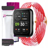 Pasek do Smartwatcha, Zegarka - Uniwersalny - 20 mm - Pleciony Czerwono-Biały