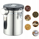 Stalowa Puszka Hermetyczna na Kawę i Żywność - 1.8L - Srebrna
