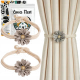 Upięcie do Zasłon i Firan - Lova Nest - Kwiatek Boho Szary 2szt.