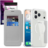 Etui Phoneo Flip z Klapką RFID do MagSafe do iPhone 17 Pro Max - Srebrne