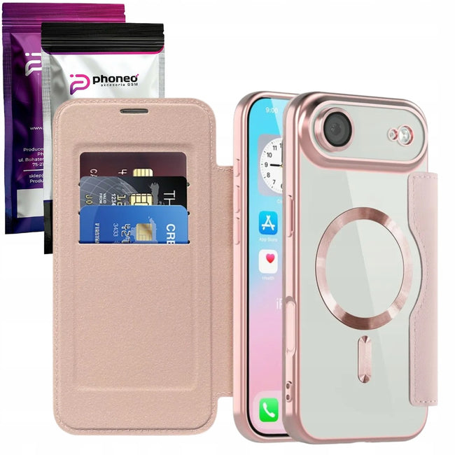 Etui Phoneo Flip z Klapką RFID do MagSafe do iPhone Air - Różowe