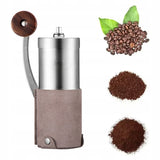 Młynek Ręczny z Ceramicznym Żarnem do Ziaren Kawy - Regulowany, Stalowy z Pokrowcem