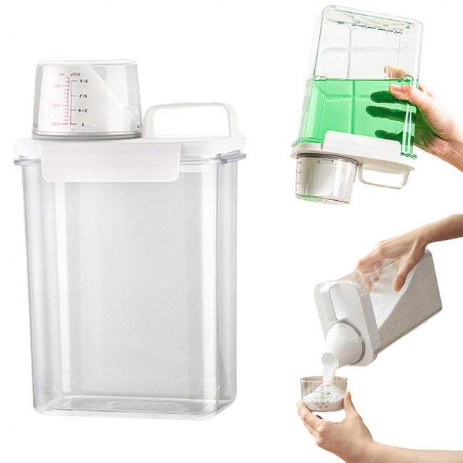 Pojemnik z miarką na proszek / płyn do płukania - 1,8 L, miarka 150 ml