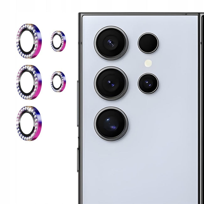 Ring z Cyrkoniami ze Szkłem Hartowanym na Obiektyw - Samsung Galaxy S25 Ultra, 9H