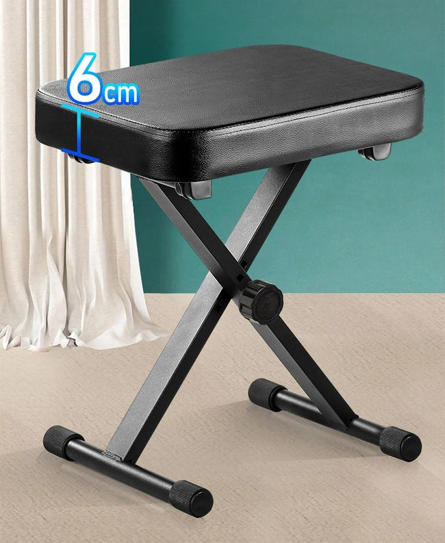 Regulowana Ława do Pianina i Keyboardu Czarna Składana - 4 stopnie