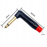 Betune® Wtyk Kątowy Jack Duży 6.3mm HQ Mono - 2 PIN - Pozłacany