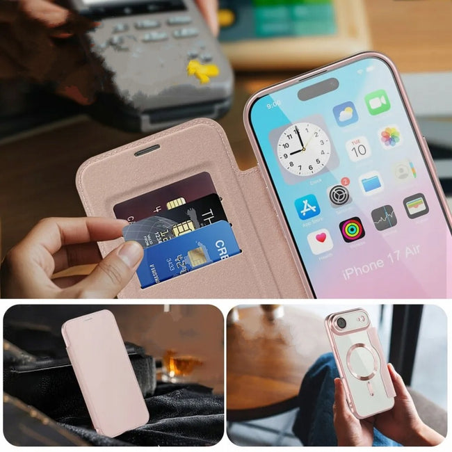 Etui Phoneo Flip z Klapką RFID do MagSafe do iPhone Air - Różowe
