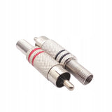 2x Metalowy Wtyk Męski RCA CINCH na Kabel - 50 mm, lutowany