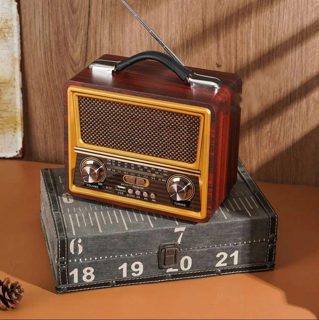 Radio Retro FM z Anteną, Głośnik BT, Powerbank 3w1 (v3)