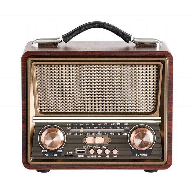 Radio Retro FM z Anteną, Głośnik BT, Powerbank 3w1 (v2)