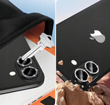 Ring z Cyrkoniami ze Szkłem Hartowanym na Obiektyw Aparatu - iPhone 17 Pro Max - Czarny