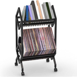 Stojak / Organizer na Płyty Winylowe Gramofonowe i CD 2-poziomowy + Kółka