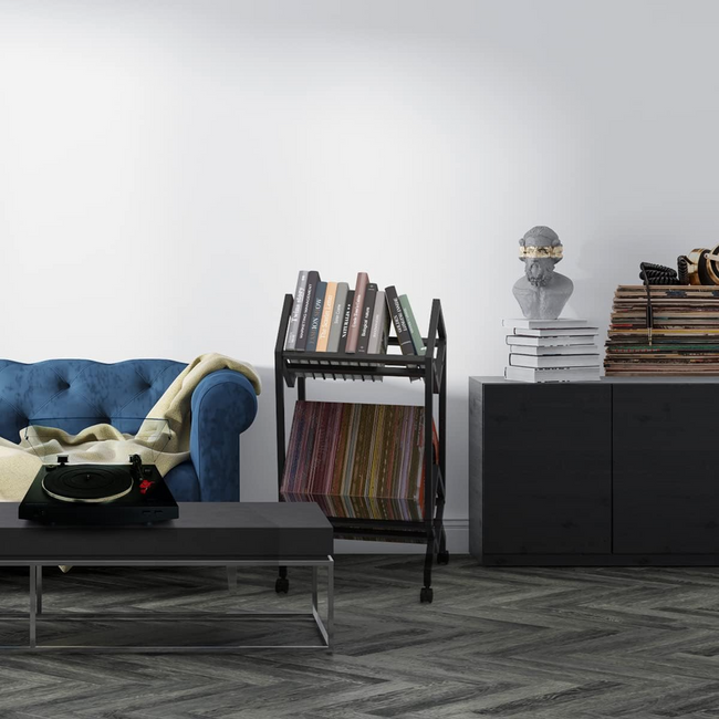 Stojak / Organizer na Płyty Winylowe Gramofonowe i CD 2-poziomowy + Kółka