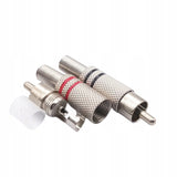 2x Metalowy Wtyk Męski RCA CINCH na Kabel - 50 mm, lutowany